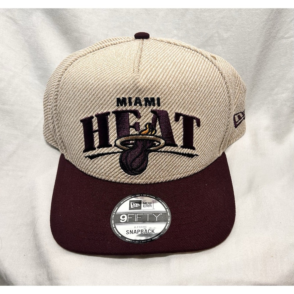 Miami Heat New‎ Era 9Fifty A-Frame Snapback OSFA Terry Heather Tan Cap Hat